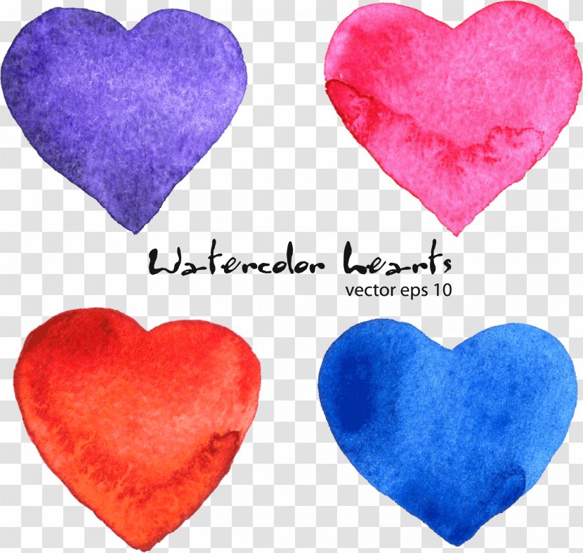 Euclidean Vector Watercolor Painting Download - Heart - Hand-painted Heart-shaped Transparent PNG