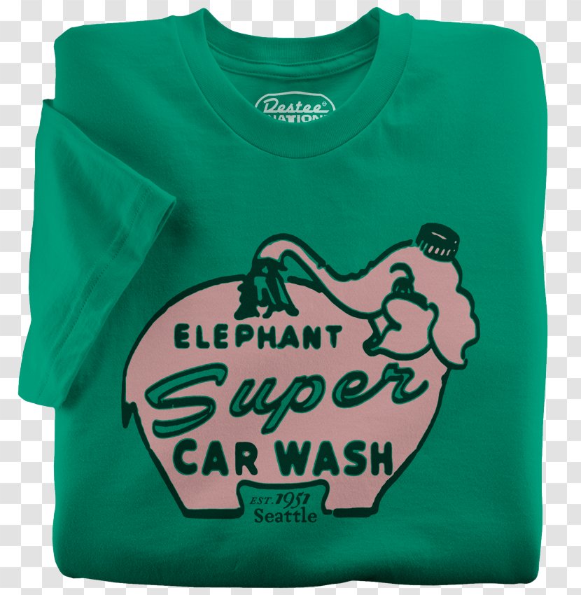 Printed T-shirt Car Clothing - Green - Wash Poster Transparent PNG