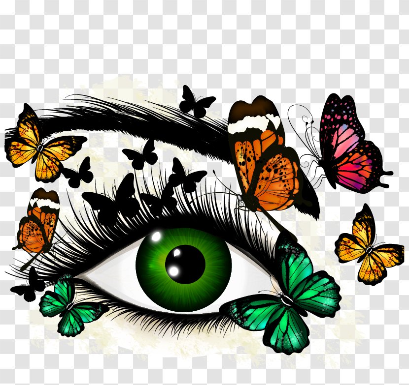 Eye Euclidean Vector Butterflies And Moths Green Illustration - Hand-painted Eyes Material Transparent PNG
