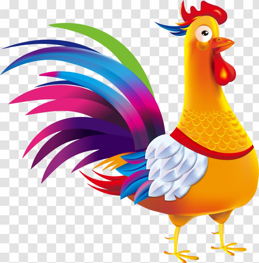Rooster Chicken Clip Art - Fowl - Vector Hand Painted Large Cock Transparent PNG
