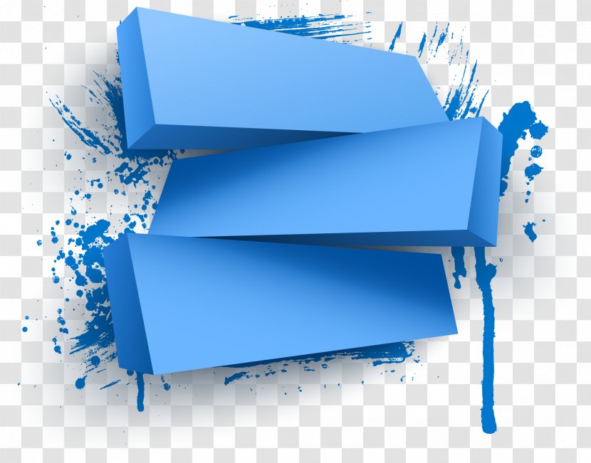 Web Banner 3D Computer Graphics - Brand - Hand Painted Blue Box Transparent PNG