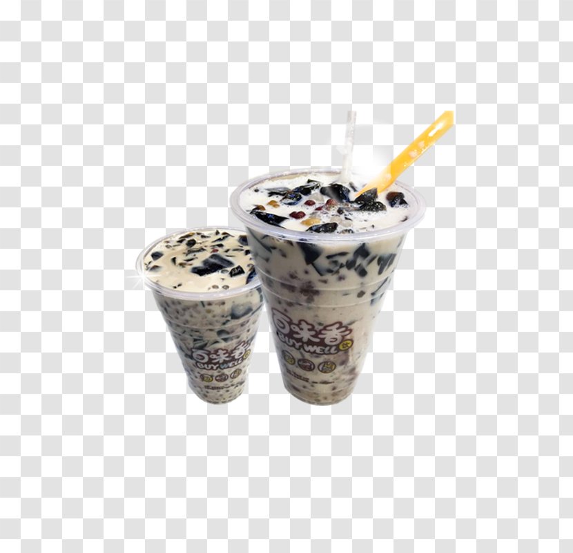 Two Cups Of Grass Jelly - Frozen Dessert Transparent PNG