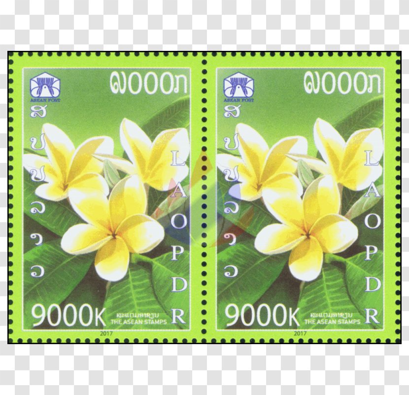 Singapore Laos Burma Indonesia Postage Stamps - Association Of Southeast Asian Nations - Plumeria Rubra Transparent PNG