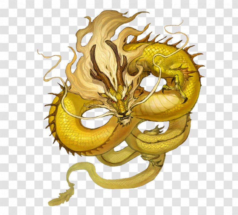 Chinese Dragon Yellow Mythology - Fictional Character - Avater Ribbon Transparent PNG