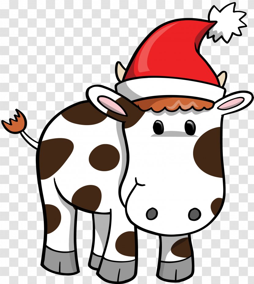 Cattle Santa Claus Christmas Zazzle Clip Art - Decoration - Cow Transparent PNG