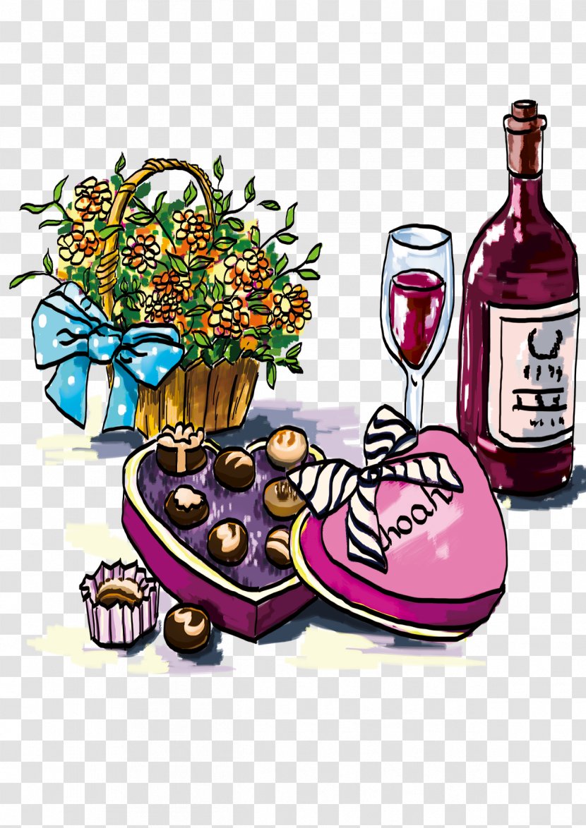 Red Wine Baijiu Chocolate - Food - Hand-painted Baskets Candy Pictures Transparent PNG