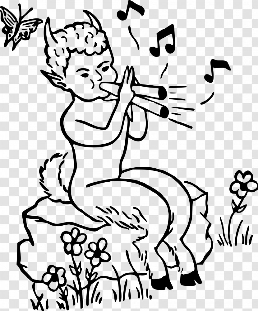 Black And White Faun Clip Art - Tree - Flower Transparent PNG