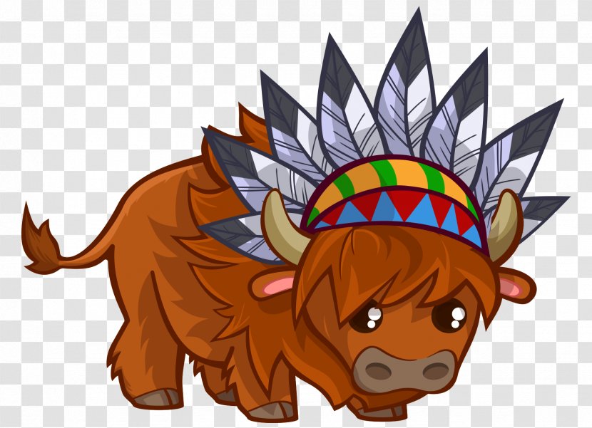 American Bison Bonasus Cartoon Clip Art - Indian Headdress Cute Hand-painted Red Bull Transparent PNG