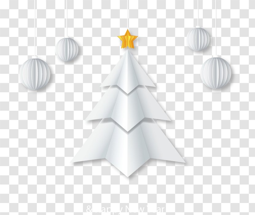 Paper Christmas Tree White Card - Origami Greeting Vector Transparent PNG