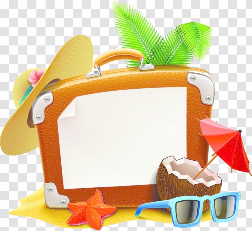 Summer Vacation Travel Suitcase - Seaside Resort Transparent PNG