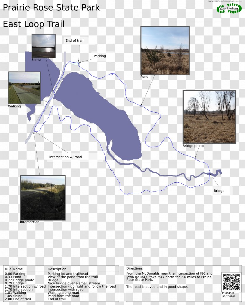 Prairie Rose State Park Trail Map Trailhead - Lake Transparent PNG