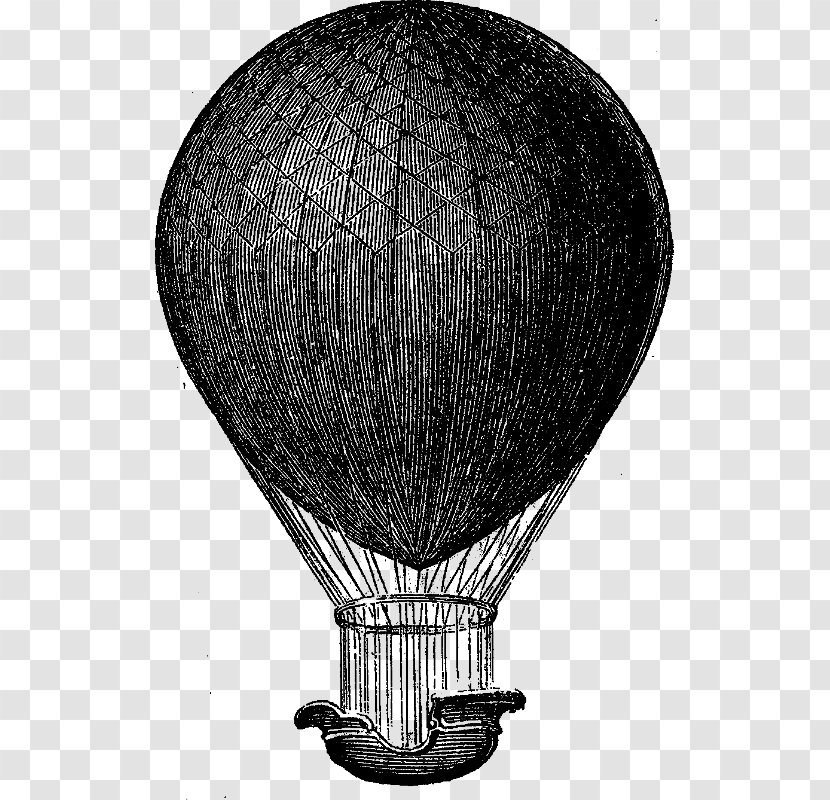 Hot Air Balloon Airship Aviation - Monochrome - Hand Painted Vintage Lace Transparent PNG