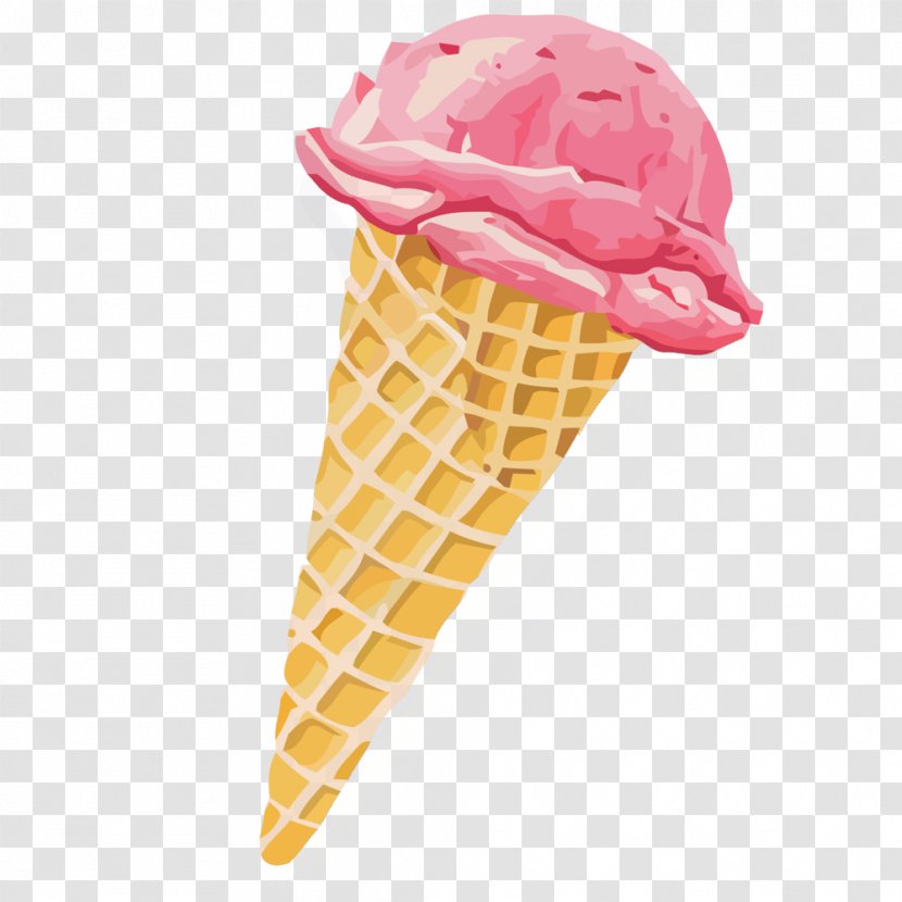 Strawberry Ice Cream Cone - Pink Vector Material Transparent PNG