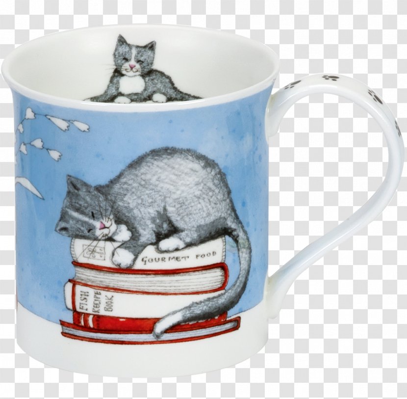 Dunoon Contented Cats Books Bute Shape Mug Teacup - Cat Transparent PNG