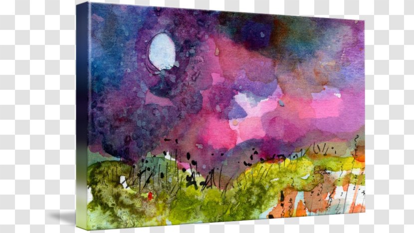 Watercolor Painting Acrylic Paint Art - Moon Landscape Transparent PNG
