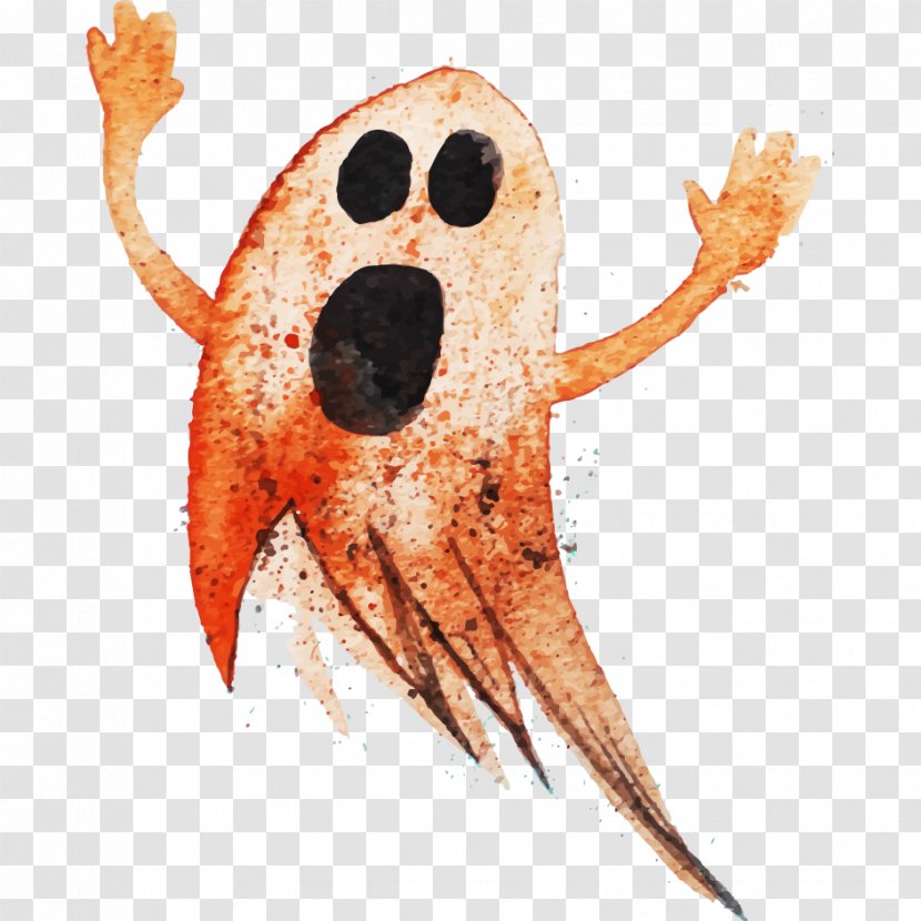 Ghost Halloween Watercolor Painting - Invertebrate Transparent PNG