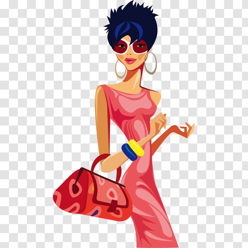 Shopping Royalty-free Illustrator Illustration - Cartoon - Cold High Fashion Woman Transparent PNG