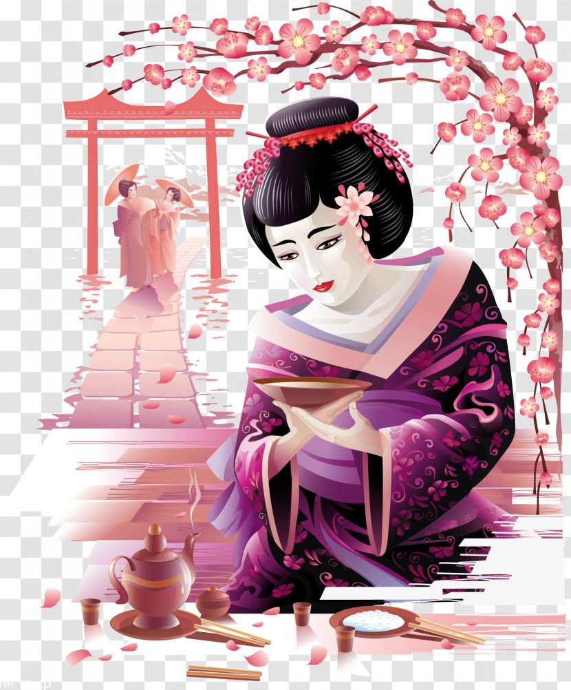 Culture Of Japan Astrology Horoscope Kimono - Flower - Japanese Geisha Transparent PNG