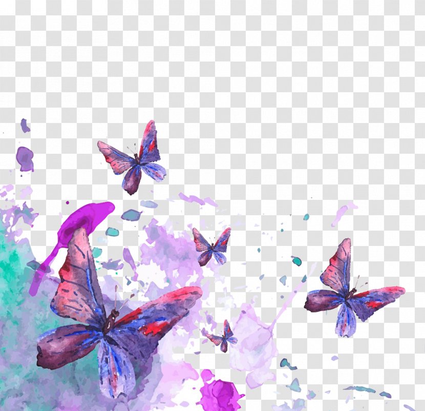 Butterfly Watercolor Painting Stock Illustration - Moths And Butterflies - Color Ink High-definition Deduction Material Transparent PNG