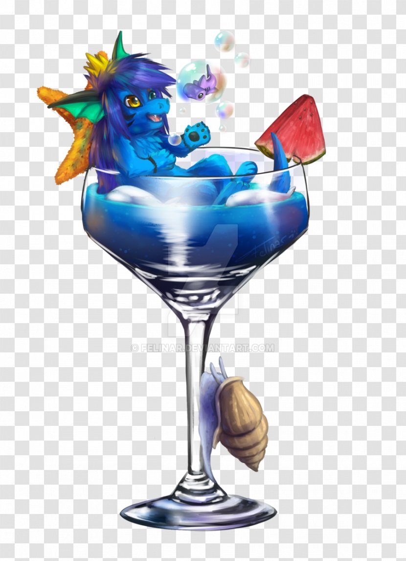 Blue Hawaii Lagoon Wine Glass Cocktail Garnish - Alcoholic Beverage Transparent PNG