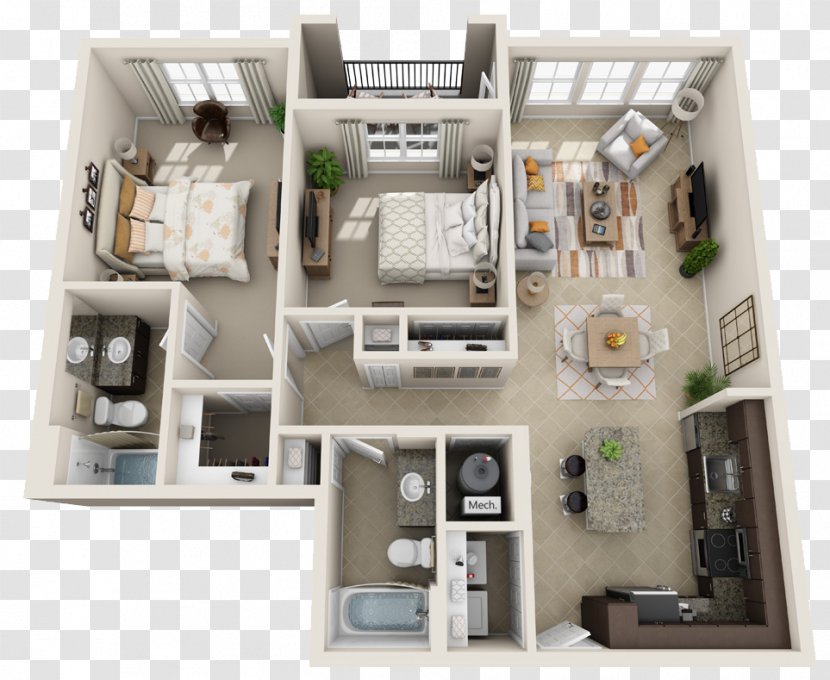 City Center On 7th Apartment Homes House Room - Bedroom Transparent PNG