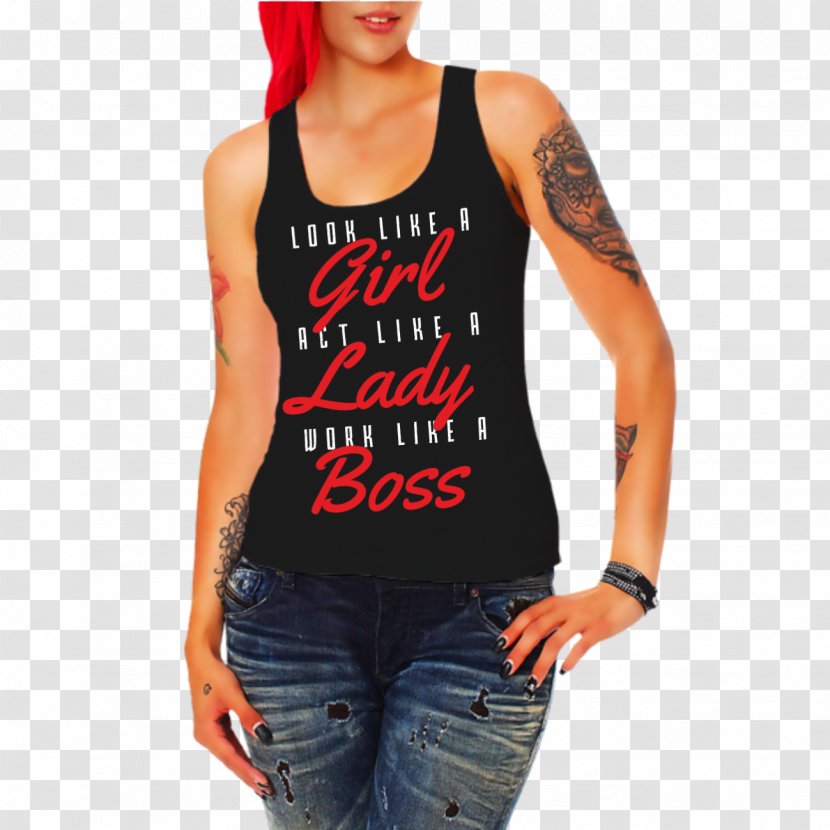 T-shirt Top Woman Saying Sleeveless Shirt - Shoulder Transparent PNG