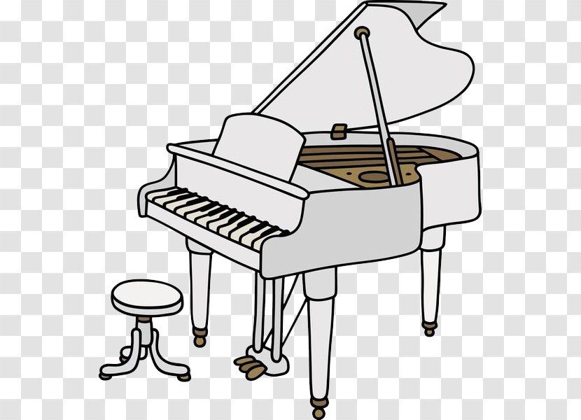 Drawing Grand Piano Royalty-free - Silhouette - Hand Drawn And Bench Transparent PNG