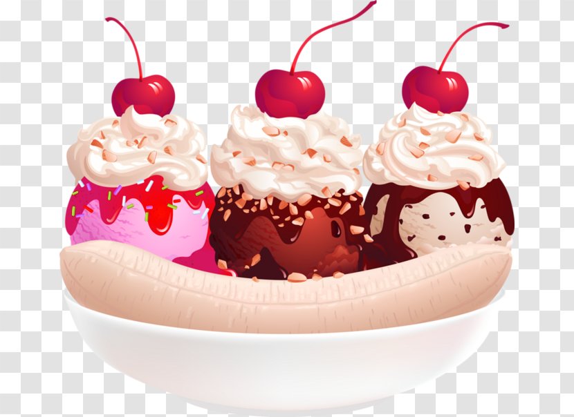 Ice Cream Banana Split Sundae Clip Art - Three Balls Of Transparent PNG