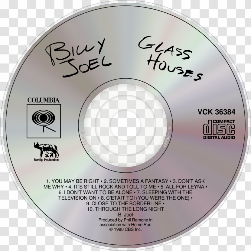 Compact Disc Glass Houses Disk Image Product Storage - Label - Billy Joel Transparent PNG