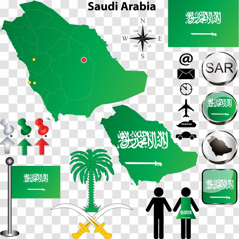 Flag Of Saudi Arabia Clip Art - Map Transparent PNG