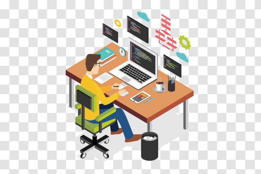 Vector Graphics Stock Photography Illustration Desk Businessperson - Royaltyfree - Computer Engineering Services Transparent PNG