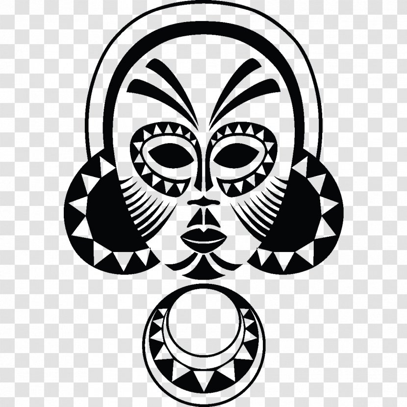 Traditional African Masks Drawing Art - Punu People - Africa Transparent PNG
