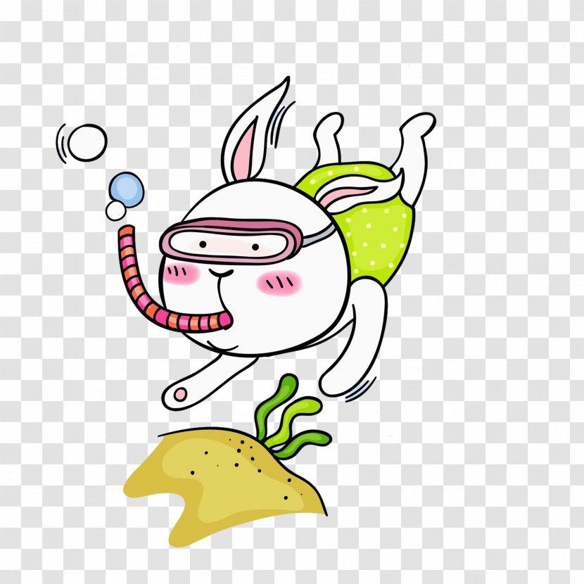 Rabbit Illustration - Frame - Diving Transparent PNG