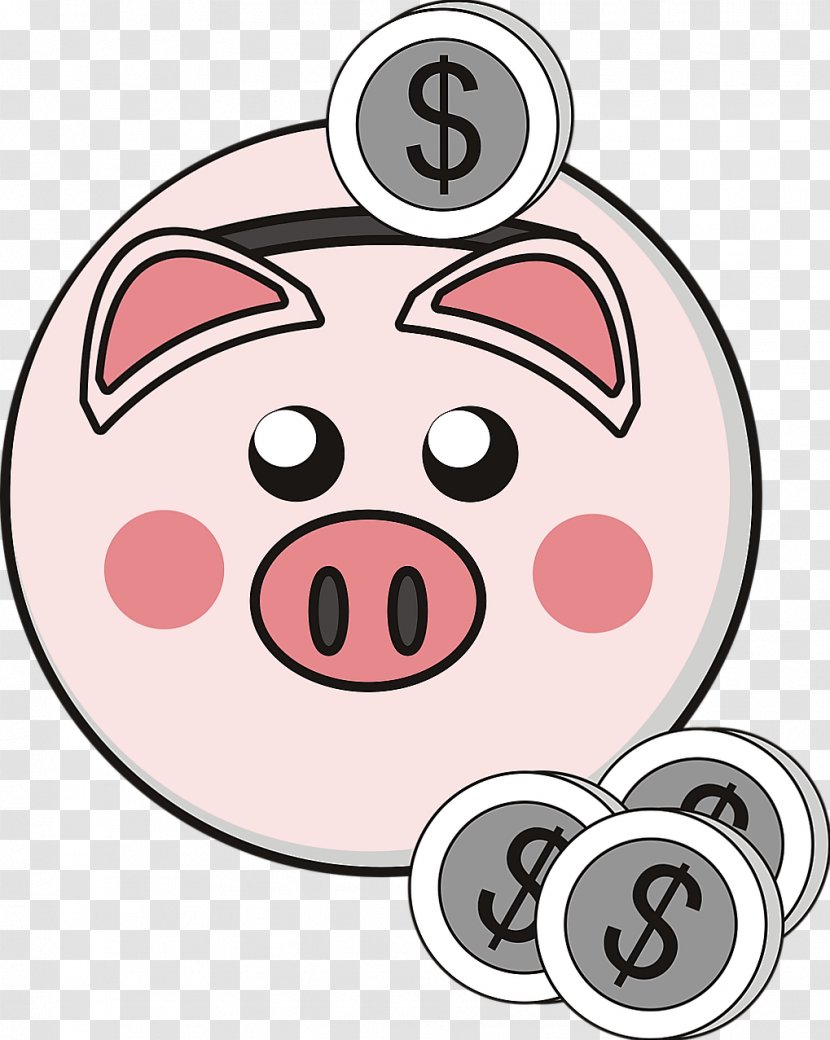 Piggy Bank Money Coin Clip Art - Facial Expression Transparent PNG