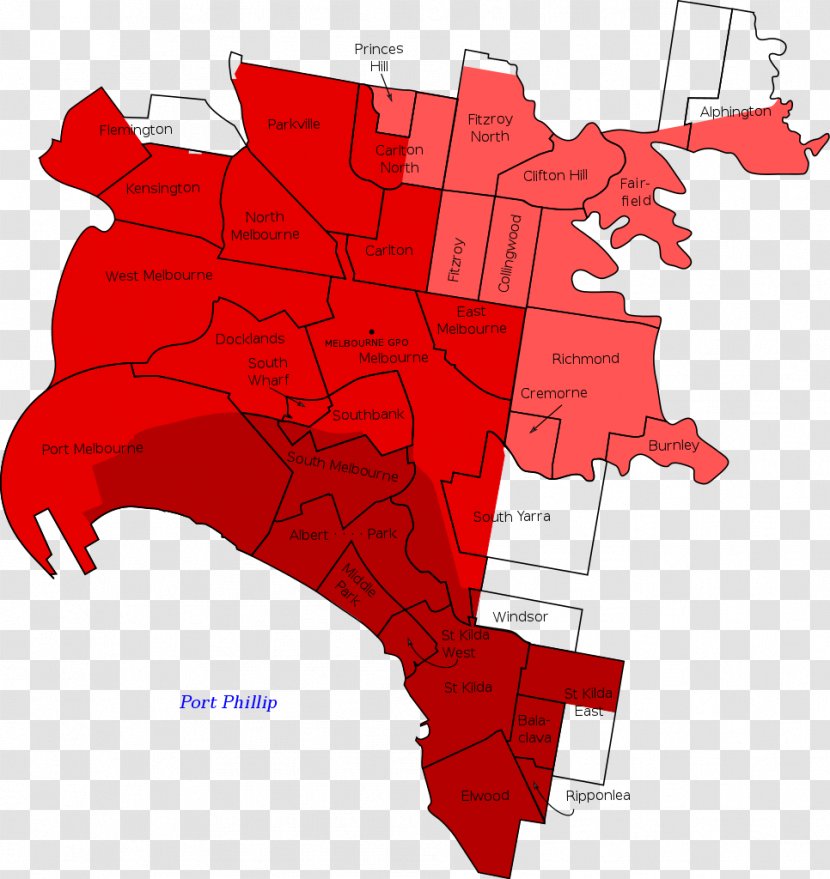 City Of Melbourne Map Inner Suburb Yarra Transparent PNG