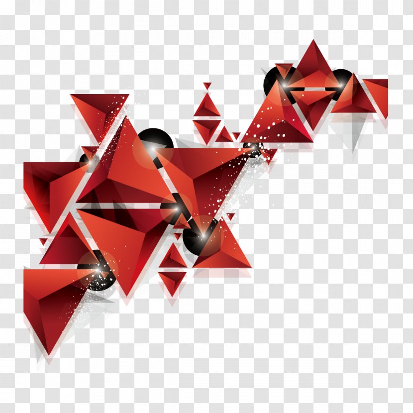 Red Triangle Geometry - Trigonometry - Three-dimensional Decorative Pattern Vector Transparent PNG