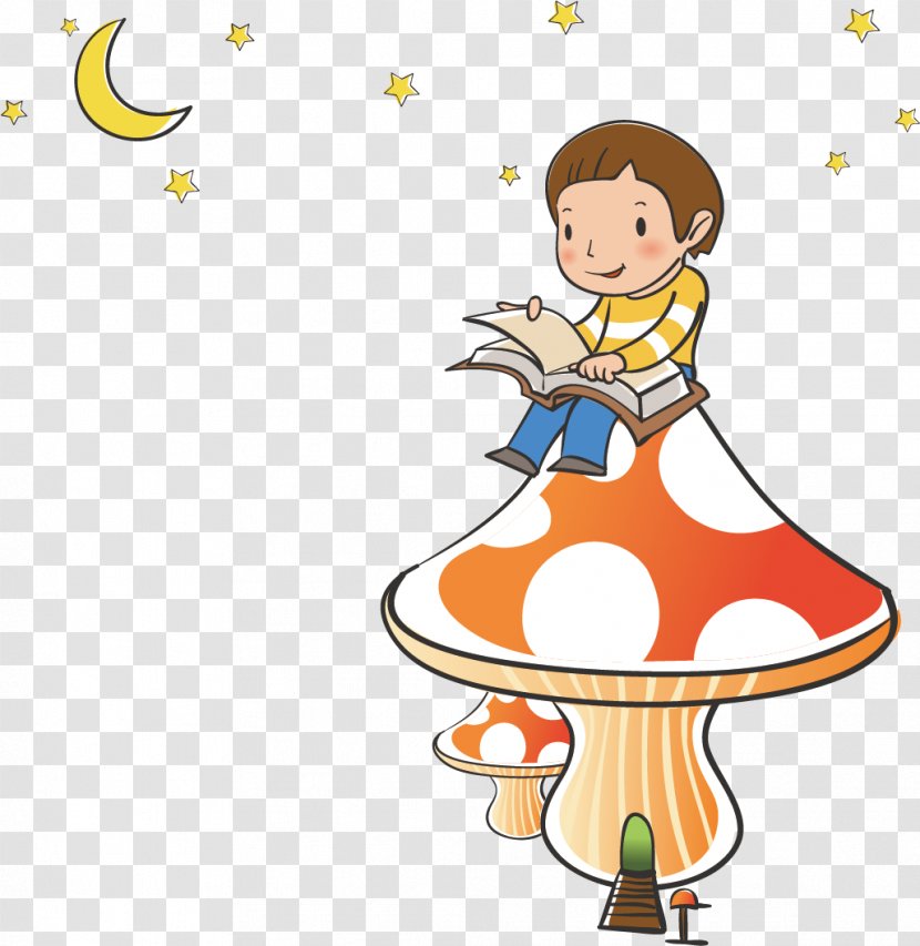 Reading - Child - Sitting Little Boy A Book On Mushrooms Transparent PNG