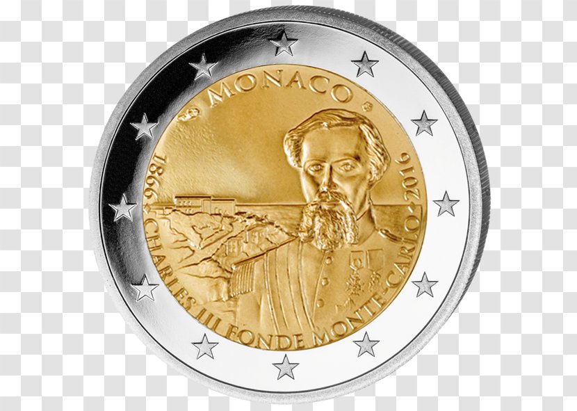 2 Euro Coin Monte Carlo 2016 Monaco Grand Prix Commemorative Coins Transparent PNG