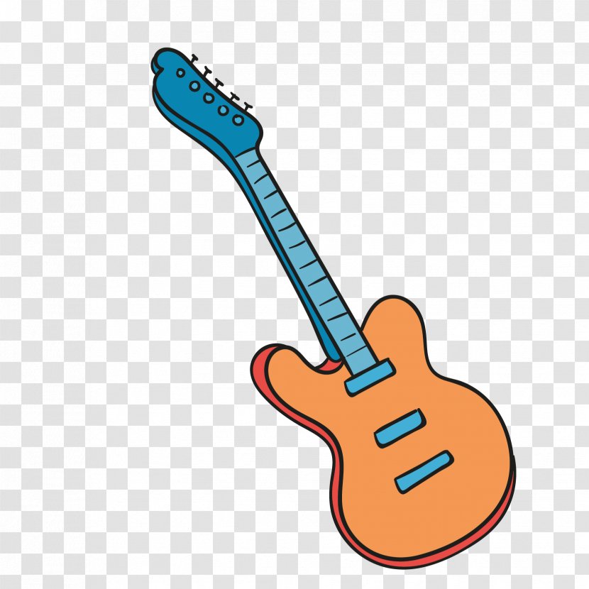 Electric Guitar Bass - Cartoon - Vector Transparent PNG