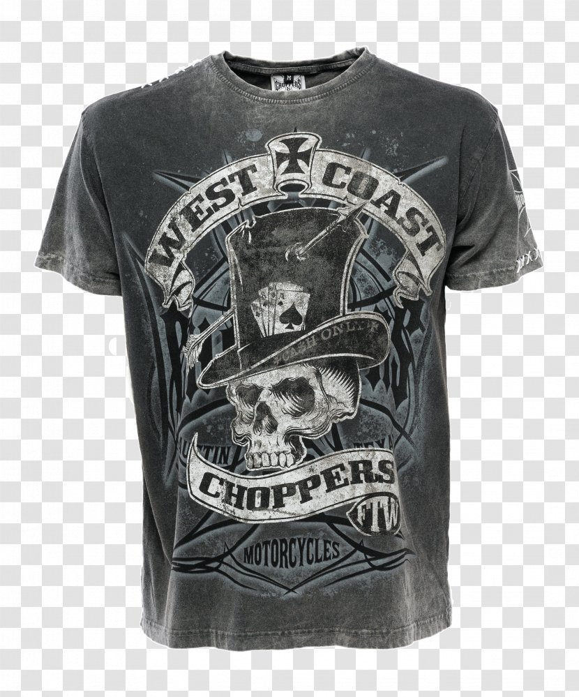 West Coast Choppers Black-Grey Cash Only T-Shirt Motorcycle Clothing - Shirt Transparent PNG