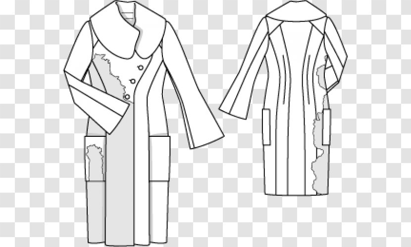 Pattern Sleeve Collar Dress Coat - Fashion Design Transparent PNG