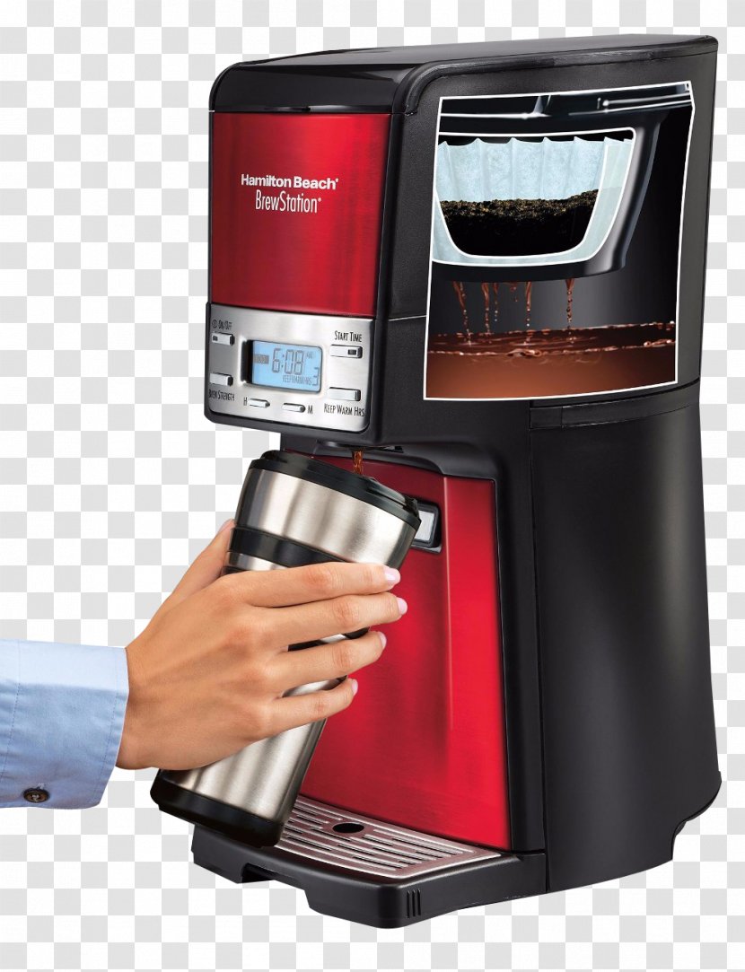 Brewed Coffee Coffeemaker Iced Hamilton Beach Brands - Espresso Machine - Hand With Maker Transparent PNG