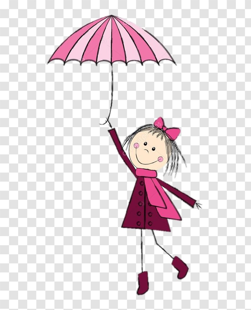 Umbrella Cartoon - Pink - Magenta Transparent PNG