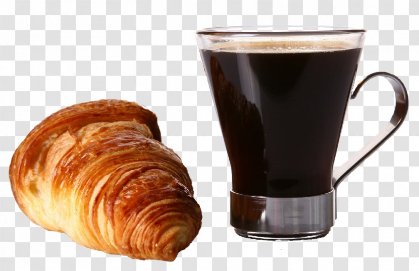 Coffee Espresso Latte Croissant Cafe - Cup - Сroissant Transparent PNG