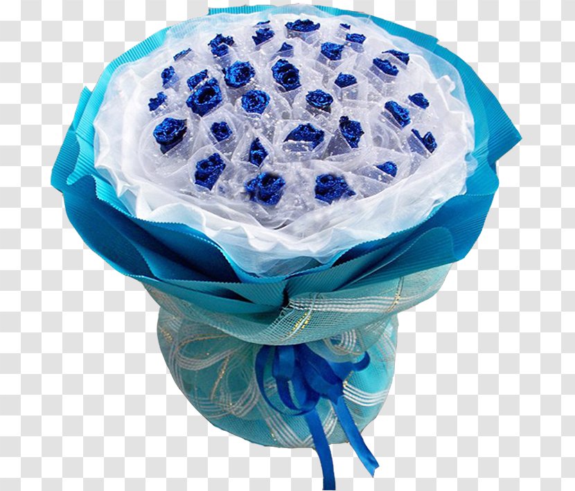 Nosegay Flower Blue Rose - Holding A Bouquet Of Transparent PNG