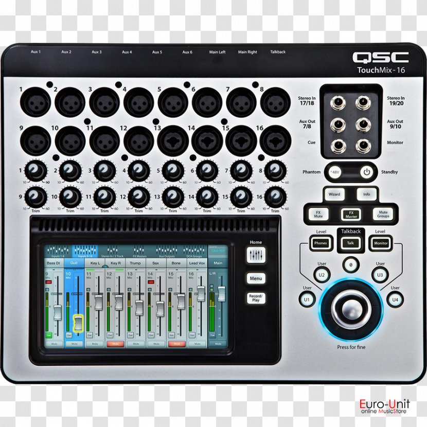 QSC TouchMix-16 Microphone Audio Mixers Products Digital Mixing Console Transparent PNG