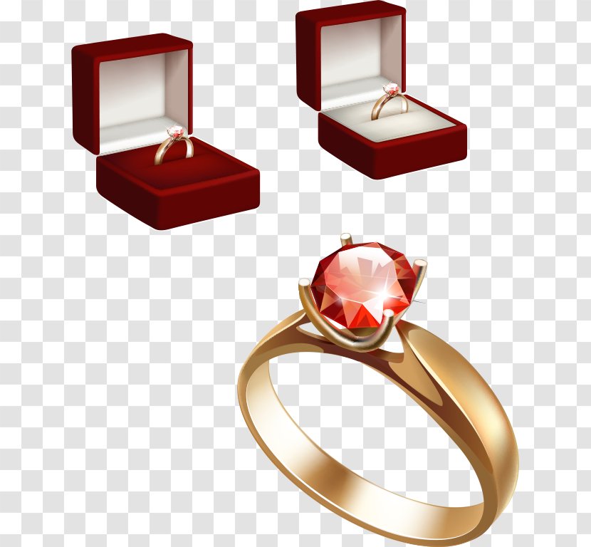 Engagement Ring Diamond Gemstone Gold - Vector Rings And Jewelry Boxes Transparent PNG