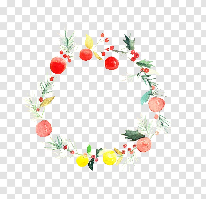 Santa Claus Christmas Day Watercolor Painting Wreath - Branch Transparent PNG