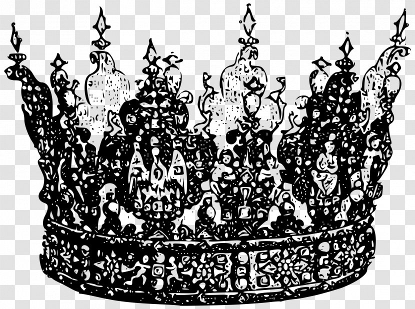 Crown Jewels Of The United Kingdom Tiara Clip Art - Black And White - King Queen Transparent PNG