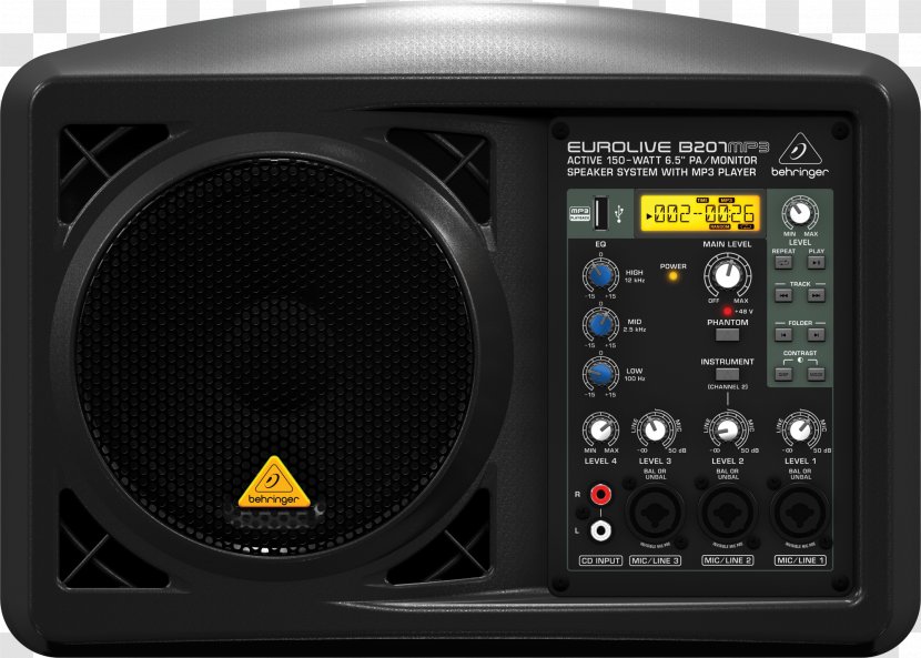 BEHRINGER Eurolive B207MP3 B2 Series Loudspeaker Public Address Systems - Frame - Sound System Transparent PNG